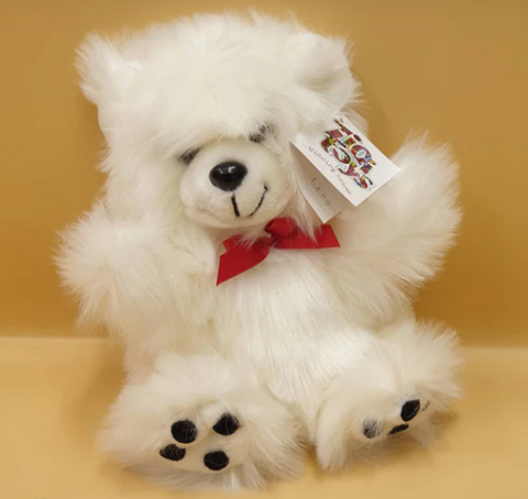 Long Hair White Teddy with black Dots 10"