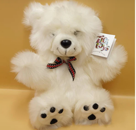 Long Hair White Teddy with black Dots 10"